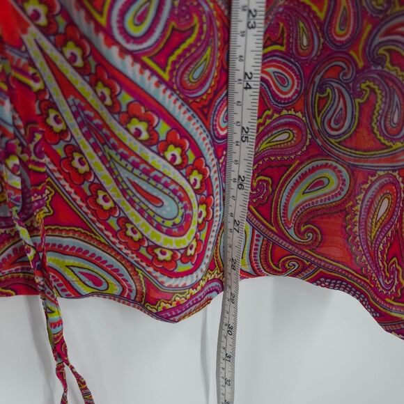 Antonio Melani Beaded Peasant Top Paisley Print Tassels Boho Cinch Waist NWT - Picture 12 of 14